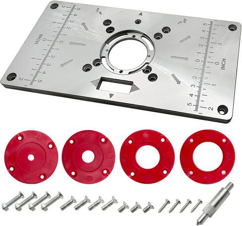 لوحة إدخال طاولة التوجيه QYQRQF، لوحة توجيه من الألومنيوم لطاولة النجارة، لوحة تركيب، أدوات خشبية، آلة طحن وتشذيب مع ملحقات (أحمر) in Kuwait