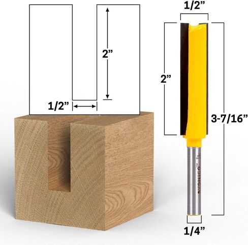 Yonico Router Bits Straight Bit 1/2-Inch Diameter X 2-Inch Height 1/4-Inch Shank 14043q in Saudi Arabia