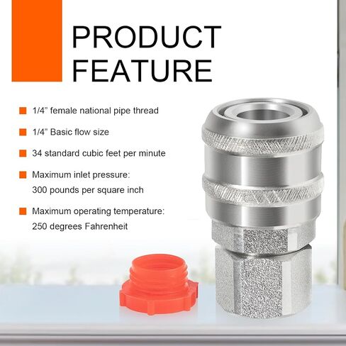 S-775 1/4" FNPT A-Style Push Type Coupler, for the Following A-Style Plugs: #778, 777, 777-4, 777-6, 1777-4, and #1777-6 (4PCS) in Saudi Arabia