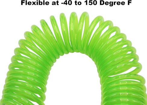 YOTOO Polyurethane Recoil Air Hose, Air Compressor Hose 1/4" Inner Diameter by 25' Long with Bend Restrictor, 1/4" Industrial Quick Coupler and Plug, Blue in Saudi Arabia