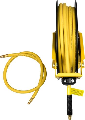 DeWalt DXCM024-0343 Double Arm Hose Reel with 3/8" x 50’ Premium Rubber Hose & Goodyear 6' x 3/8" Rubber Whip Hose Yellow 250 PSI in Saudi Arabia