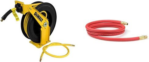 DeWalt DXCM024-0343 Double Arm Hose Reel with 3/8" x 50’ Premium Rubber Hose & Goodyear 6' x 3/8" Rubber Whip Hose Yellow 250 PSI in Saudi Arabia