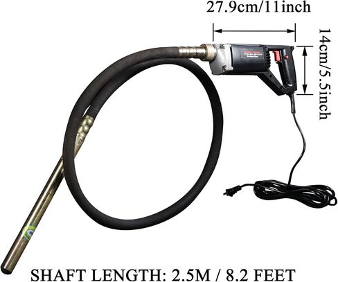 BIZOEPRO Hand Held Power Concrete Vibrator 1500W 13000rpm With 2.5M(8-1/5feet) Shaft Rod Electric Concrete Vibrabrater Portable Construction Pencil Vibrator in Kuwait