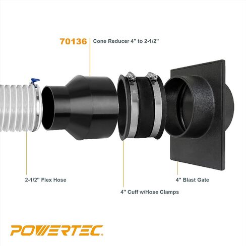 POWERTEC 70136 خرطوم 4 بوصة إلى مخفض خرطوم مخروطي 2-1/2 بوصة in Kuwait