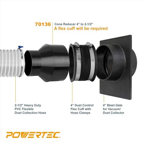 POWERTEC 70136 خرطوم 4 بوصة إلى مخفض خرطوم مخروطي 2-1/2 بوصة in Kuwait