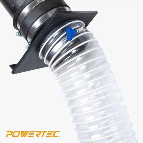 POWERTEC 70244 خرطوم جمع الغبار PVC المرن مقاس 4 بوصة × 20 قدم مع مشبكين لخرطوم المفاتيح، لون شفاف in Kuwait