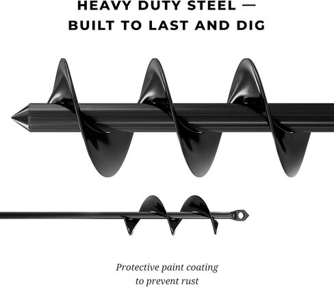 K-Brands Auger Drill Bit for Planting – 1.6 x 16 Inch & 3.5 x 16 Inch Set - Garden Spiral Hole Drill and Bulb Planter Tool - Bedding Plants, Umbrella Holes - 3/8 Inch Hex Drive Drill in Kuwait