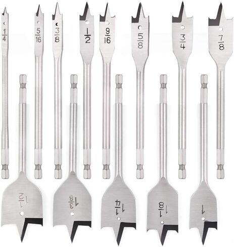 COMOWARE Spade Drill Bit Set- Paddle Flat Bits, Hole Cutter, Titanium Coating, Carbon Steel, Woodworking, 6-Pieces, 3/8"-1" in Saudi Arabia