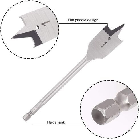 COMOWARE Spade Drill Bit Set- Paddle Flat Bits, Hole Cutter, Titanium Coating, Carbon Steel, Woodworking, 6-Pieces, 3/8"-1" in Saudi Arabia