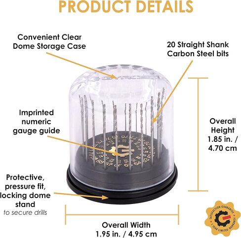 20 PCS Mini Twist Drill Bit Set #61 to #80 w/Dome Storage Case, High-Speed Steel Wire Gauge Micro Drill Bits for Jewelry, Plastic, & Soft Metal | Small Drill Bits for Pin Vise & Rotary Tool in Saudi Arabia