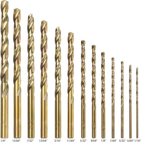 GMTOOLS 29Pcs Cobalt Drill Bit Set, 135 Degree Tip High Speed Steel with Black and Gold Finish, Stainless Steel, Plastic and Wood with Metal Indexed Storage Case 1/16"-1/2" in Kuwait