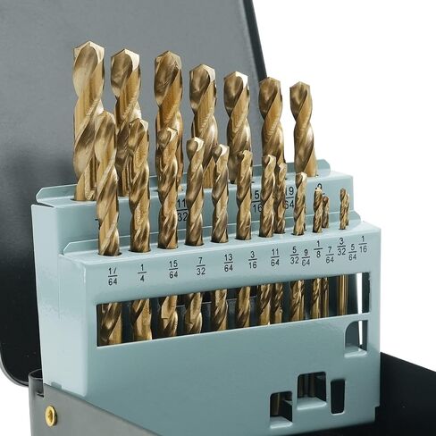 GMTOOLS 29Pcs Cobalt Drill Bit Set, 135 Degree Tip High Speed Steel with Black and Gold Finish, Stainless Steel, Plastic and Wood with Metal Indexed Storage Case 1/16"-1/2" in Saudi Arabia