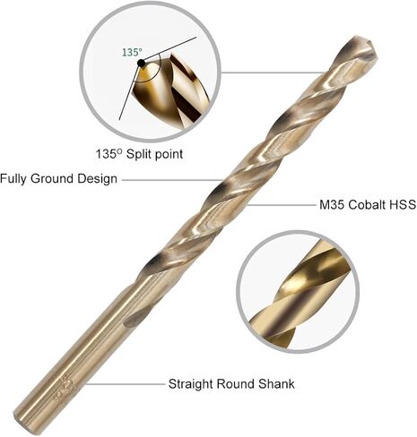 GMTOOLS 29Pcs Cobalt Drill Bit Set, 135 Degree Tip High Speed Steel with Black and Gold Finish, Stainless Steel, Plastic and Wood with Metal Indexed Storage Case 1/16"-1/2" in Saudi Arabia