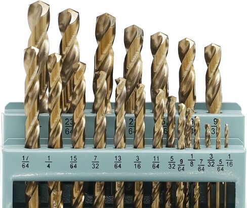 GMTOOLS 29Pcs Cobalt Drill Bit Set, 135 Degree Tip High Speed Steel with Black and Gold Finish, Stainless Steel, Plastic and Wood with Metal Indexed Storage Case 1/16"-1/2" in Saudi Arabia