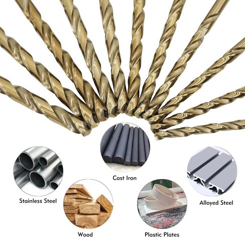 GMTOOLS 29Pcs Cobalt Drill Bit Set, 135 Degree Tip High Speed Steel with Black and Gold Finish, Stainless Steel, Plastic and Wood with Metal Indexed Storage Case 1/16"-1/2" in Saudi Arabia