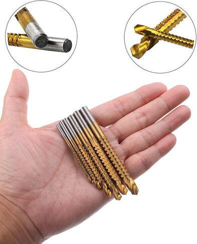 Rocaris 6 Pack Titanium Coated HSS Twist Drill Bits, 3-8mm Serrated Side Cutting Drill Bit Woodworking Tools for Plastic Metal Wood Hole in Kuwait
