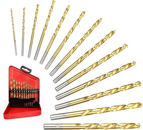 wesleydrill 13PCS Left Hand Drill Bit Set 1/16"-1/4" Titanium Twist Reverse Drill Bits Fit for Cutting Metal, Cast Iron, Hard Plastics and Wood, and Softer Materials in Kuwait