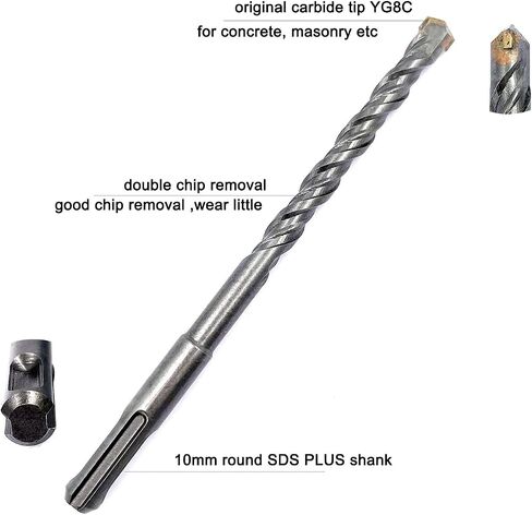 10 Pieces Carbide-Tipped SDS-Plus Rotary Hammer Drill Bit Set for Concrete，Brick,Block,Stone,Masonry in Saudi Arabia