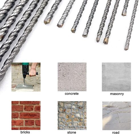10 Pieces Carbide-Tipped SDS-Plus Rotary Hammer Drill Bit Set for Concrete，Brick,Block,Stone,Masonry in Saudi Arabia