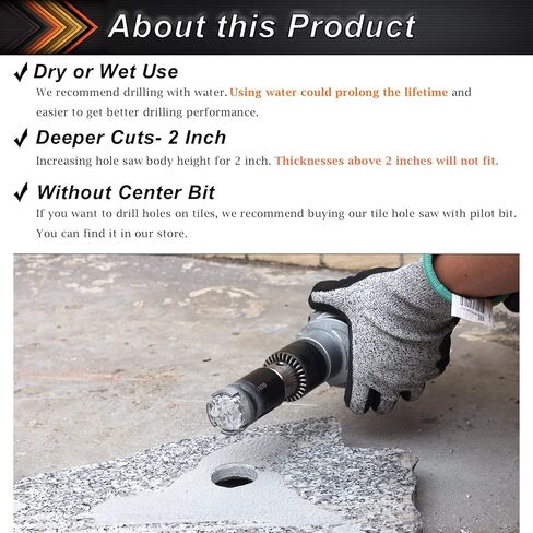 منشار ثقب خرساني مقاس 1 بوصة من DaduoRi لقمة ثقب ماسية للبناء مع عمق قطع 2 بوصة، لكتلة خرسانية من الطوب الحجري والرخام والجرانيت، للاستخدام الرطب أو الجاف، 25 مم in Kuwait