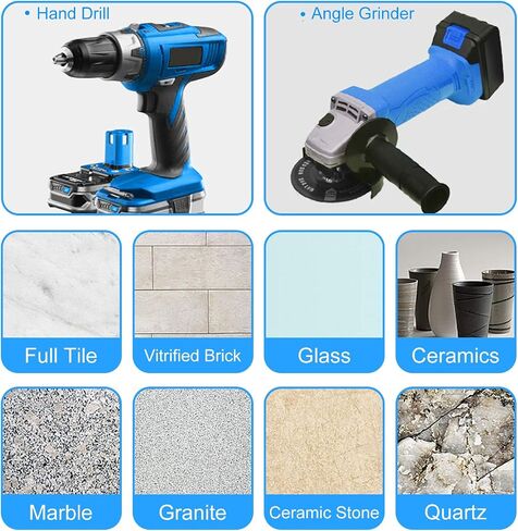 8 Pack Diamond Drill Bits Set for Granite Ceramic Marble Tile Stone Glass Hard Materials, Integrated Coolant for Fast Dry Drilling, Size 3/16 1/4 5/16 3/8 1/2 inch Masonry Core Drill Bits, Round Shank in Kuwait