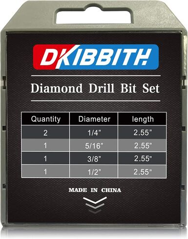 8 Pack Diamond Drill Bits Set for Granite Ceramic Marble Tile Stone Glass Hard Materials, Integrated Coolant for Fast Dry Drilling, Size 3/16 1/4 5/16 3/8 1/2 inch Masonry Core Drill Bits, Round Shank in Kuwait