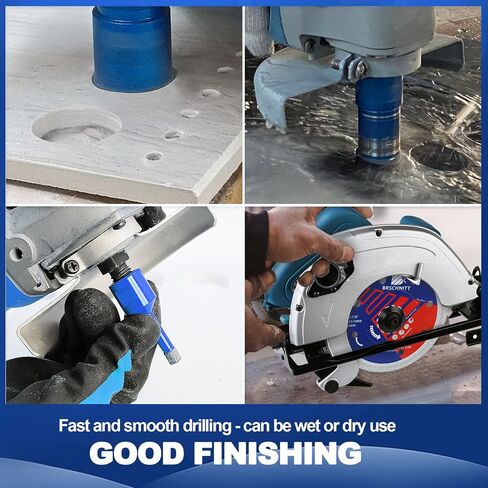 Diamond Core Drill Bit Set for Porcelain Tile Ceramic Marble Granite Drilling,BRSCHNITT 9pcs Vacuum Brazed Diamond Hole Saw with 5/8-11 Thread （1/4" 3/8" 4/5" 1-3/8" 2" 2-1/2"） in Kuwait