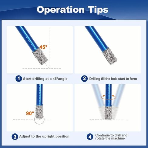 Diamond Core Drill Bit Set for Porcelain Tile Ceramic Marble Granite Drilling,BRSCHNITT 9pcs Vacuum Brazed Diamond Hole Saw with 5/8-11 Thread （1/4" 3/8" 4/5" 1-3/8" 2" 2-1/2"） in Kuwait