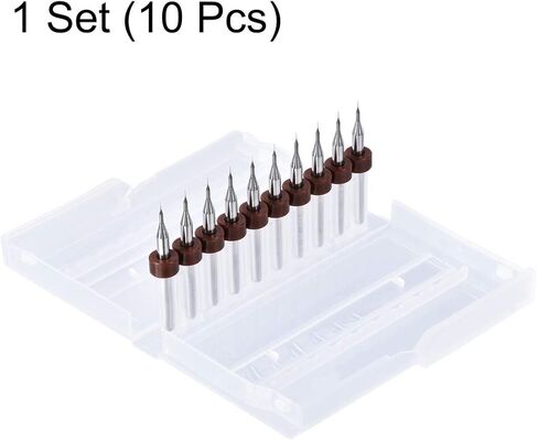 uxcell PCB لقم الثقب 0.3 مم كربيد التنجستن أداة دوارة مجوهرات CNC النقش طباعة لوحة الدوائر لقم الثقب الصغير 1/8 بوصة عرقوب مجموعة واحدة (10 قطع) in Kuwait