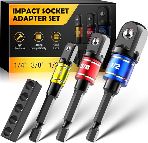 Impact Socket Adapter Set Tools - Gifts for Men Drill Adapter Driver Bit, Cool Stuff Ideas Gadgets Christmas Stocking Stuffers for Men Dad Adult, 1/4" 3/8" 1/2" Wrench Ratchet Extension Drive Hex Nut in Saudi Arabia