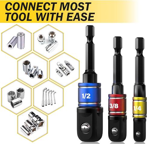 Impact Socket Adapter Set Tools - Gifts for Men Drill Adapter Driver Bit, Cool Stuff Ideas Gadgets Christmas Stocking Stuffers for Men Dad Adult, 1/4" 3/8" 1/2" Wrench Ratchet Extension Drive Hex Nut in Saudi Arabia
