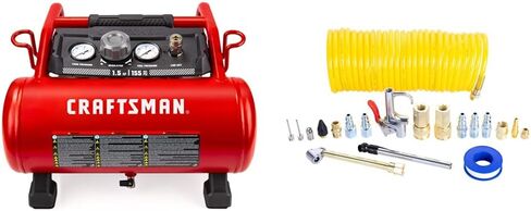 Craftsman Air Compressor, 3 Gallon 1.5 HP Max 155 Psi Pressure Oil-Free Portable, Red- CMXECXA0200341 in Kuwait