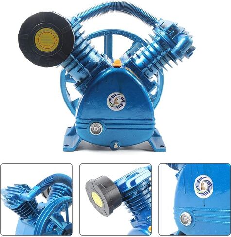 رأس مضخة ضاغط الهواء 5.5HP 21CFM 175PSI وحدة مضخة ضاغط الهواء ذات الأسطوانة المزدوجة على شكل حرف V مع دولاب الموازنة، مضخة رأس ضاغط من الحديد الزهر بأسطوانة العادم in Kuwait
