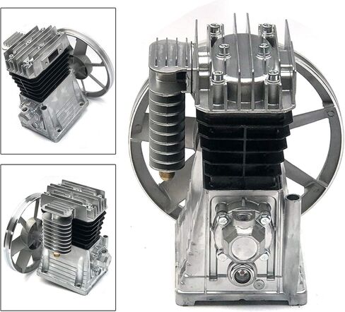 LOYALHEARTDY Air Compressor Pump Head 3HP 175PSI Twin Cylinder V Style Air Compressor Pump Replacement, Exhaust Cylinder Cast Iron Compressor Head Pump,Blue in Kuwait