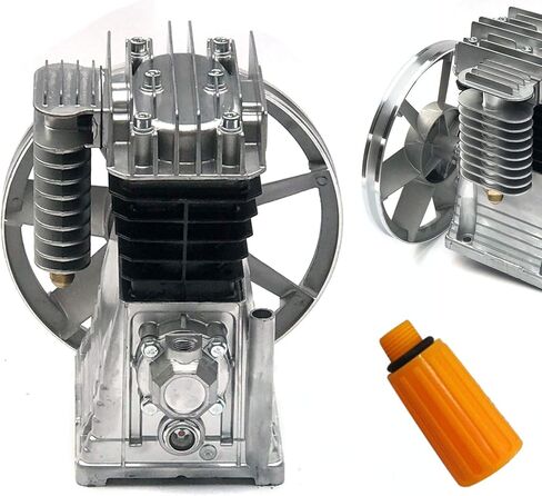 LOYALHEARTDY Air Compressor Pump Head 3HP 175PSI Twin Cylinder V Style Air Compressor Pump Replacement, Exhaust Cylinder Cast Iron Compressor Head Pump,Blue in Kuwait