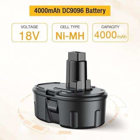 بطارية بديلة من FirstPower 4.0Ah 18V DC9096 DC9098 - متوافقة مع أدوات الطاقة اللاسلكية Dewalt 18V XPR DC9096 DC9098 DC9099 DW9095 DW9096 DW9098 DE9038 عبوتان in Kuwait