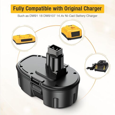 بطارية بديلة من FirstPower 4.0Ah 18V DC9096 DC9098 - متوافقة مع أدوات الطاقة اللاسلكية Dewalt 18V XPR DC9096 DC9098 DC9099 DW9095 DW9096 DW9098 DE9038 عبوتان in Kuwait