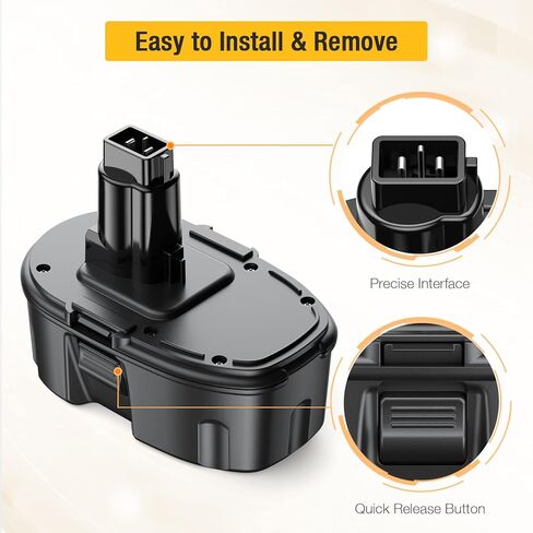 بطارية بديلة من FirstPower 4.0Ah 18V DC9096 DC9098 - متوافقة مع أدوات الطاقة اللاسلكية Dewalt 18V XPR DC9096 DC9098 DC9099 DW9095 DW9096 DW9098 DE9038 عبوتان in Kuwait