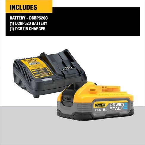 DEWALT Powerstack 20V MAX Battery Starter Kit, Rechargeable, 5Ah, Lithium Ion (DCBP520C) in Saudi Arabia