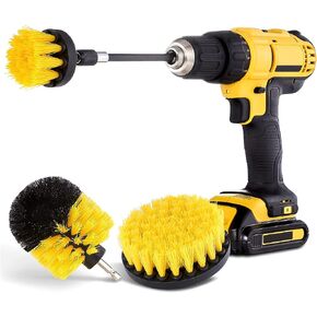 Black Drill Brush Attachment Cleaning Brush Set - Power Scrubber Cleaning Kit - All Purpose Drill Brush with Extend Attachment for Bathroom Surfaces, Grout, Smokers, Grills, Floor, Tile and Hard Water in Kuwait