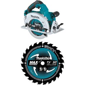 Makita XSH06Z 18 Volt X2 LXT Lithium-Ion (36V) Brushless Cordless 7-1/4 inch Circular Saw with three B-61656 7-1/4 inch 24T Carbide-Tipped Max Efficiency Circular Saw Blades