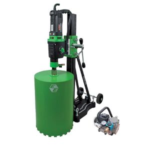 CS Unitec EBM 352/3 PSV -14 in. Capacity Concrete Core Drilling Rig with Vacuum/Anchor Stand- Wet Diamond Core Drill -3-Speed for Concrete, Brick, Asphalt, & Stone -Made in Germany (w/Vacuum Pump)