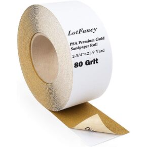 LotFancy 220 Grit PSA Sandpaper Roll, 2-3/4" Wide by 21.9 Yard Long, Self Adhesive Longboard Sand Paper, Sticky Back, Premium Aluminum Oxide Abrasive Sanding Roll, for Automotive and Woodworking in Saudi Arabia