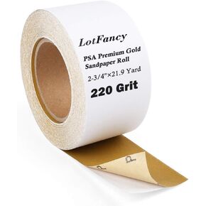 LotFancy 220 Grit PSA Sandpaper Roll, 2-3/4" Wide by 21.9 Yard Long, Self Adhesive Longboard Sand Paper, Sticky Back, Premium Aluminum Oxide Abrasive Sanding Roll, for Automotive and Woodworking in Saudi Arabia