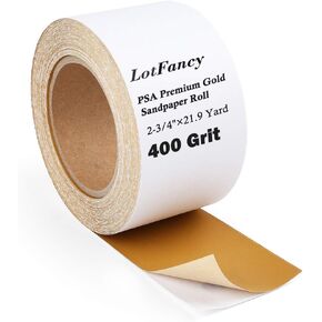 بكرة ورق صنفرة PSA 600 حبيبة من LotFancy، ذاتية اللصق، ورق رمل طويل لزج خلفي، بعرض 2-3/4 بوصة بعرض 21.9 ياردة، بكرة صنفرة كاشطة من أكسيد الألومنيوم الفاخر، للسيارات والأعمال الخشبية in Kuwait