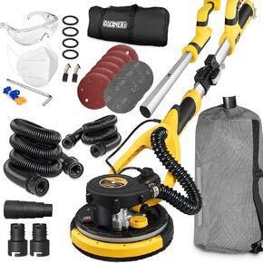 ماكينة صنفرة الحوائط الجافة، ماكينة صنفرة الحوائط الجافة الكهربائية القوية بقدرة 6.5 أمبير مع مكنسة كهربائية، إزالة الغبار بنسبة 99.5%، 7 سرعات متغيرة، 900-1800 دورة في الدقيقة، ماكينة صنفرة الأرضيات بدون غبار مع سلك طاقة 26 بوصة لسقف الفشار والأرضيات الخ in Kuwait