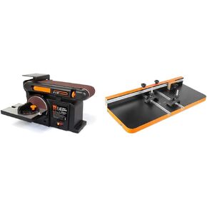 WEN 6502T 4.3-Amp 4 x 36 in. Belt and 6 in. Disc Sander & 4208T 2.3-Amp 8-Inch 5-Speed Cast Iron Benchtop Drill Press,Black/Orange & DPA2513 24-by-12-Inch Drill Press Table