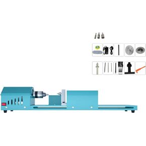 RUNDTIA Benchtop Mini Wood Lathe Variable Speed Woodworking Lathe for DIY Grinding Polishing Beads Tool Kit, Blue in Saudi Arabia