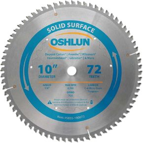 Oshlun SBSS-100072 10-Inch 72 Tooth TCG Saw Blade with 5/8-Inch Arbor for Solid Surface in Saudi Arabia