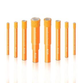 مجموعة لقم مثقاب الماس الجاف، 8 قطع منشار ثقب للجرانيت والسيراميك/البلاط والرخام والبناء والحجر والزجاج والبلاستيك الصلب (ليس للخشب)، ساق مستديرة 3/16 بوصة 1/4 بوصة 5/16 بوصة 3/8 بوصة 1/2 بوصة (8 قطع قطع ماسية) in Kuwait